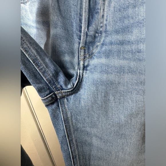 Frank & Eileen Monaghan Button Fly High Rise Raw Hem Straight Leg Mom Jeans 28 - Picture 7 of 16